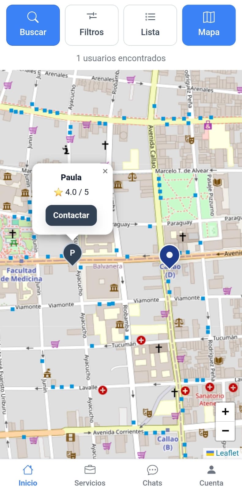 Interfaz de la aplicación RedOficio